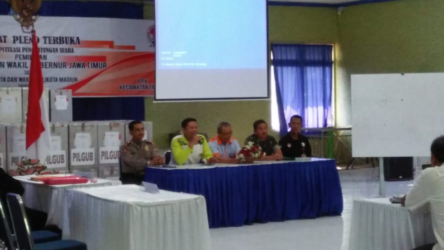RAPAT PLENO TERBUKA REKAPITULASI PENGHITUNGAN SUARA PEMILIHAN GUBERNUR DAN WAKIL GUBERNUR JAWA TIMUR SERTA WALIKOTA DAN WAKIL WALIKOTA MADIUN TAHUN 2018 DI KECAMATAN TAMAN KOTA MADIUN