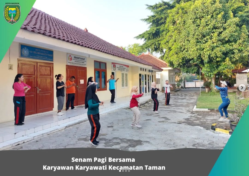 Senam Pagi Bersama Karyawan Karyawati Kecamatan Taman.