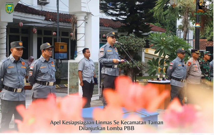 Apel Kesiapsiagaan Linmas se Kecamatan Taman dilanjutkan Lomba PBB