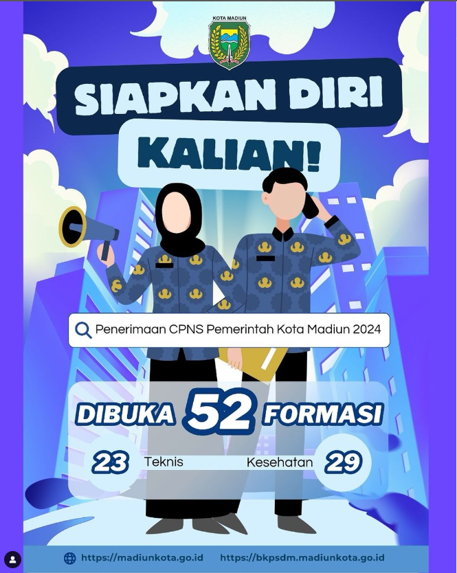 PENGUMUMAN SELEKSI PENGADAAN PEGAWAI NEGERI SIPIL DI LINGKUNGAN PEMERINTAH KOTA MADIUN TAHUN ANGGARAN 2024